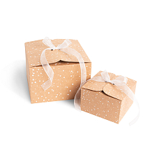 Obrázek Dárková krabice s mašlí - hnědá s bílými tečkami