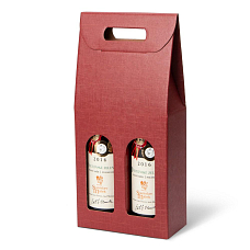 Krabice na víno červená, na 2 lahve